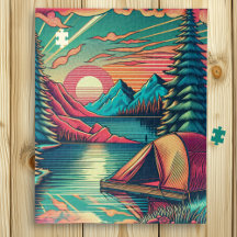 Vintage, Rosa e Teal Camping, considerado