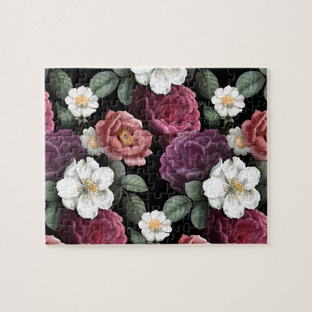 Quebra-cabeça Vintage Rosas Illustration Flowers Art (Horizontal)
