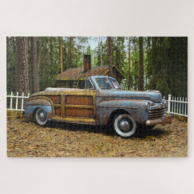 Quebra-cabeça Vintage Rusty Barn Encontrar Carro Woody Convertív (Horizontal)