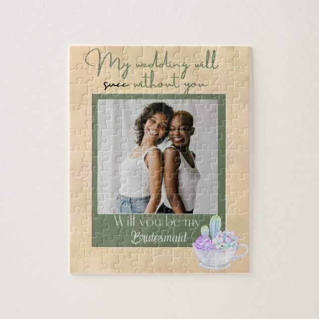 Quebra-cabeça Vintage Sage Bridesmaid Proposta (Vertical)