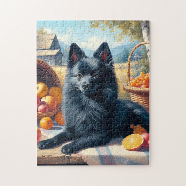 Quebra-cabeça Vintage Schipperke Puppy Painting (Vertical)