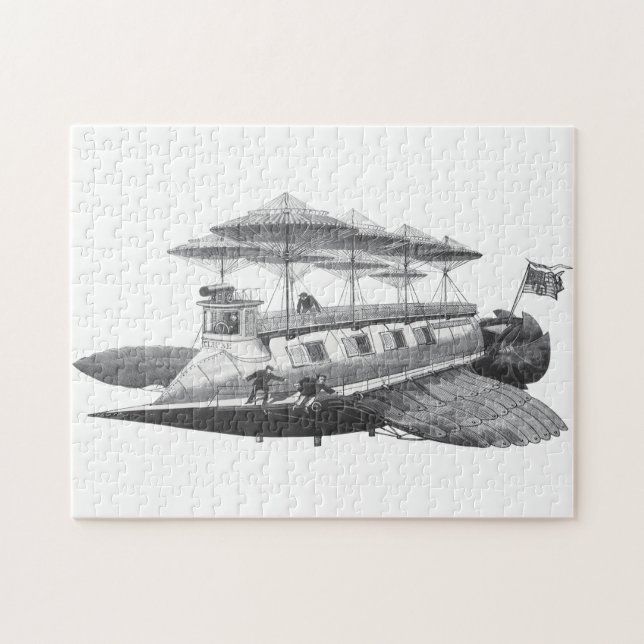 Quebra-cabeça Vintage Science Fiction Steampunk Airship Eclipse (Horizontal)