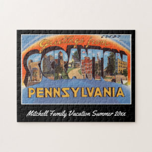 Quebra-cabeça Vintage Scranton Pensilvânia Postcard Souvenir