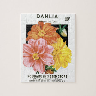 Quebra-cabeça Vintage Seed Packet Art, Dahlia Garden Flowers