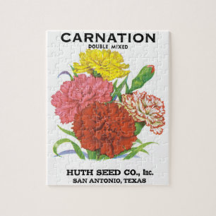 Quebra-cabeça Vintage Seed Packet Label Art, Flores de Cravagem
