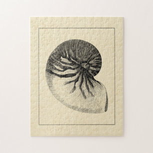 Quebra-cabeça Vintage - Shell de Conch Preto e Branco