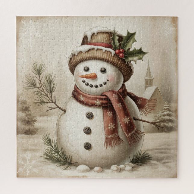 Quebra-cabeça Vintage Snowman Puzzle (Vertical)