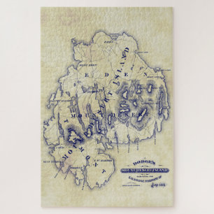 Quebra-cabeça Vintage Stylized Monte Desert Island MN Map Blue T