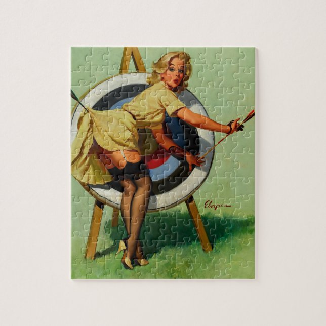 Quebra-cabeça Vintage Target Archery Pinup Girl (Vertical)