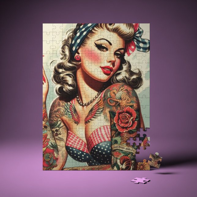 Quebra-cabeça Vintage Tattoo Old School Pin-up (Criador carregado)