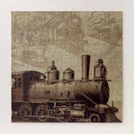 Quebra-cabeça Vintage Train e Old Railroad