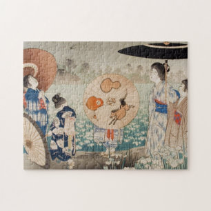 Quebra-cabeça Vintage ukiyo-e senhoras com geishas de arte de gu