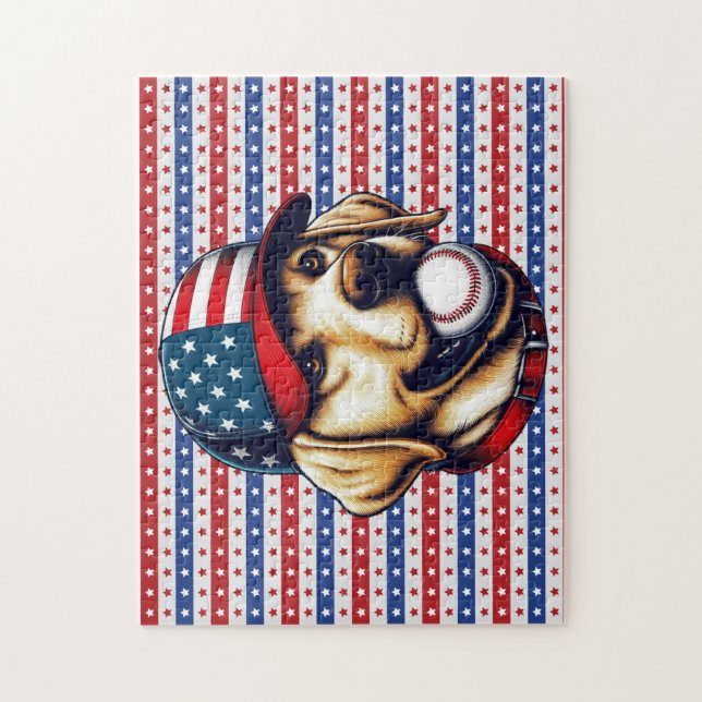Quebra-cabeça Vintage, USA baseball Labrador (Vertical)