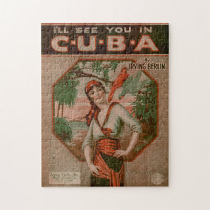 Quebra-cabeça Vintage. Vejo você em Cuba Viagem