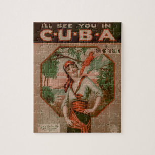 Quebra-cabeça Vintage. Vejo você em Cuba Viagem