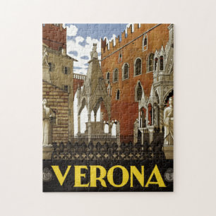 Quebra-cabeça Vintage Verona Itália - Ilustração do Viagem da Eu