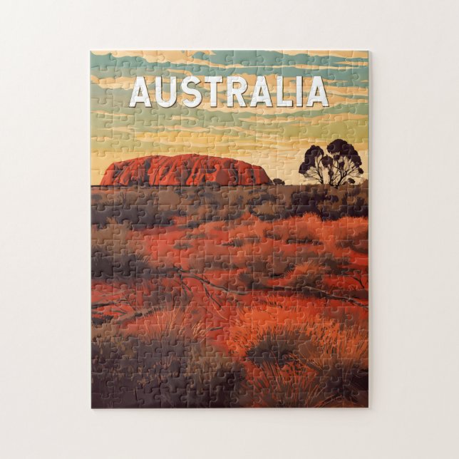 Quebra-cabeça Vintage Viagem de ilustração da Austrália (Vertical)