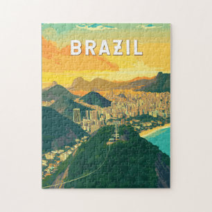 Quebra-cabeça Vintage Viagem de ilustração do Brasil