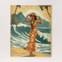 Quebra-cabeça Vintage Viagem Honolulu Médio Havaiano - Pacífico