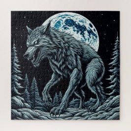 Quebra-cabeça Vintage Werewolf crescendo em uma noite de lua che