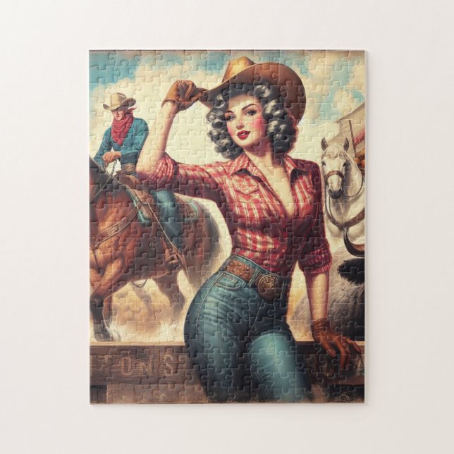 Quebra-cabeça Vintage Western Cowgirl (Vertical)