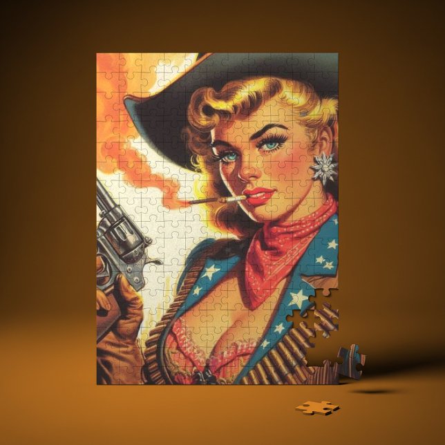 Quebra-cabeça Vintage Western Cowgirl Pin Up (Criador carregado)