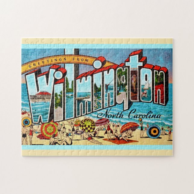 Quebra-cabeça Vintage Wilmington NC 11x14 (Horizontal)