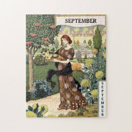Quebra-cabeça Vintage Woman Monthly Gardening SETEMBER Colorful