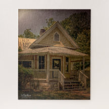 Vintage Woodhouse with Porch on a Sunny Day