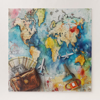 Quebra-cabeça Vintage World Map Travel Adventure Design