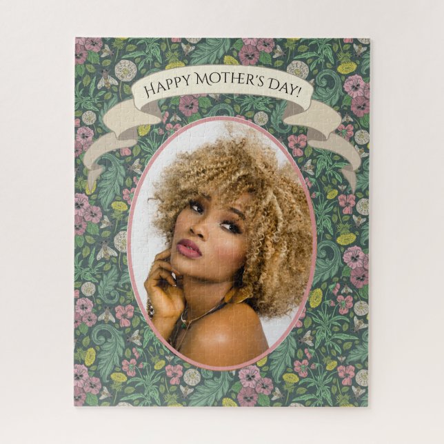 Quebra-cabeça Vintage Yellow Dandelions Rosa Pansy Faces (Vertical)