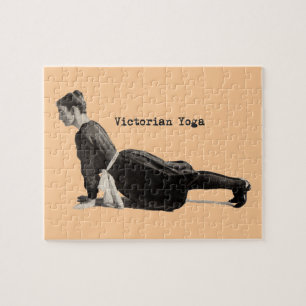 Quebra-cabeça Vintage Yoga Mulher Enfrentando Cachorro Virado Pa