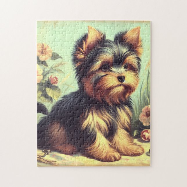 Quebra-cabeça Vintage Yorkshire Terrier Painting (Vertical)