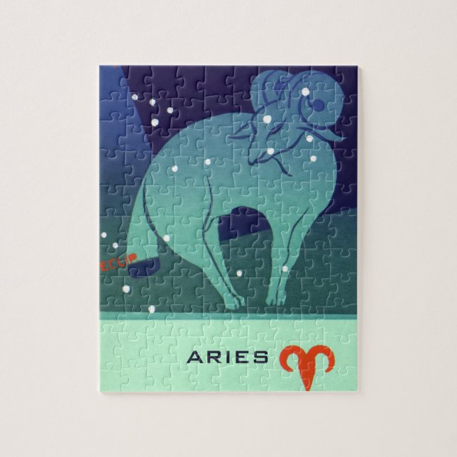 Quebra-cabeça Vintage Zodiac, Astrology Aries Ram Constelação (Vertical)