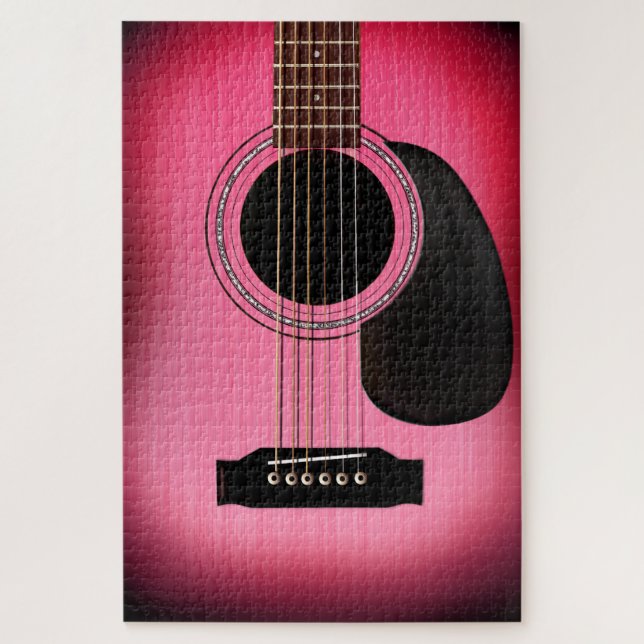 Quebra-cabeça Violão Acústico Rosa Sunburst (Vertical)