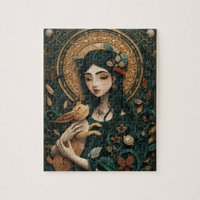 Quebra-cabeça Virgem A Donzela Quilling de Papel (Vertical)