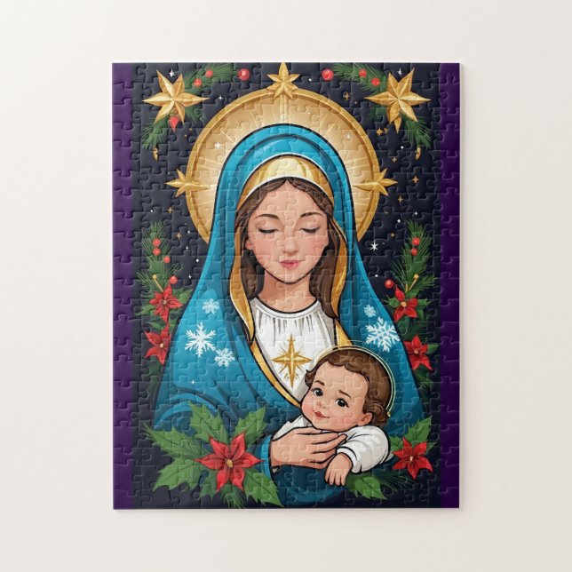Quebra-cabeça Virgem Católica Romana Cristã Maria Natal (Vertical)