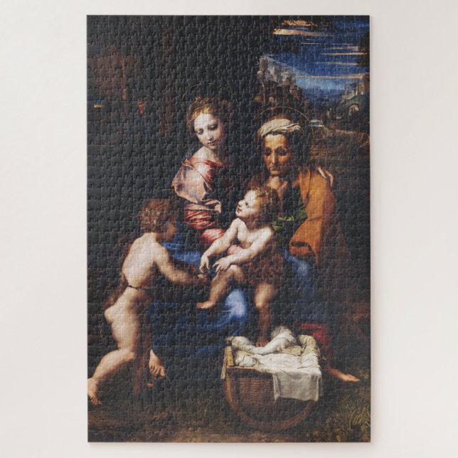 Quebra-cabeça Virgem Maria e Menino com João Batista (Vertical)