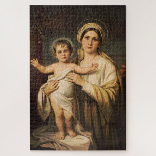 Quebra-cabeça Virgem Maria segurando o menino Jesus