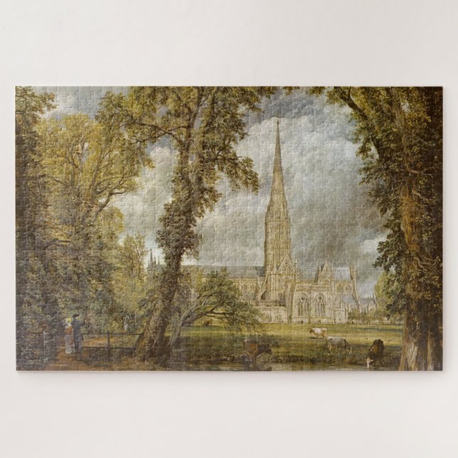 Quebra-cabeça Visão da Catedral de Salisbury (por John Constable (Horizontal)