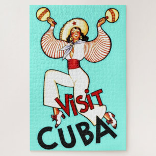 Quebra-cabeça Visite Cuba Viagens vintage Ilustração Arte