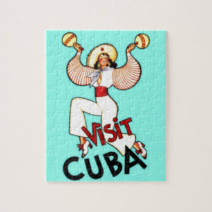 Quebra-cabeça Visite Cuba Viagens vintage Ilustração Arte