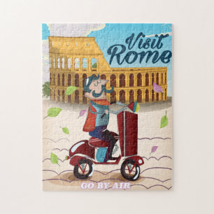 Quebra-cabeça Visite o poster de viagens de desenho animado de R