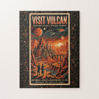 Quebra-cabeça Visite Vulcano - Cartaz de Viagem Galáctica Retro