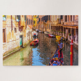 Quebra-cabeça Vista cênica de um canal com gondola, Veneza, Itál