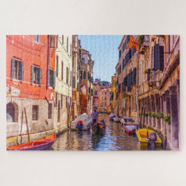 Quebra-cabeça Vista cênica de um canal com gondola, Veneza, Itál