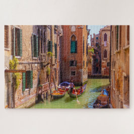 Quebra-cabeça Vista cênica do canal com gondola, Veneza, Itália