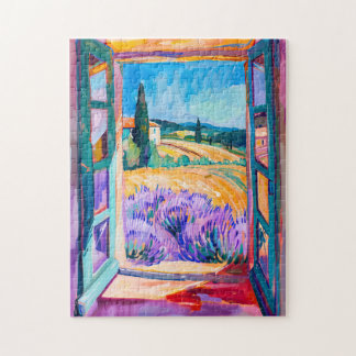 Quebra-cabeça Vista dos Campos de Lavanda no Verão. Pintura