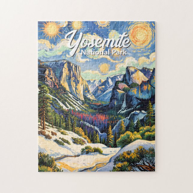 Quebra-cabeça Vista personalizada do túnel de Yosemite no invern (Vertical)