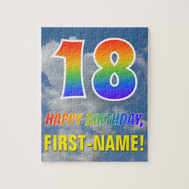 Quebra-cabeça Visualização de Arco-íris "18" & "FELIZ ANIVERSÁRI (Vertical)